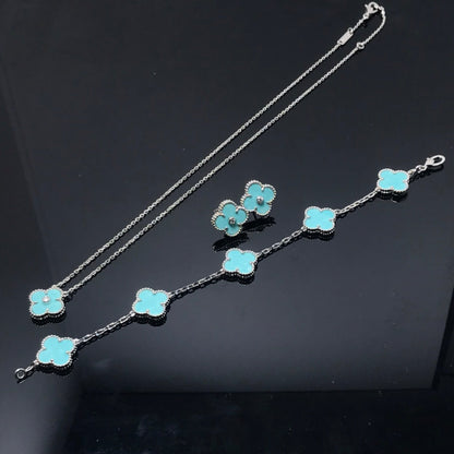 [⭐Renara]CLOVER 1 DIAMOND BLUE SKY SILVER EARRINGS