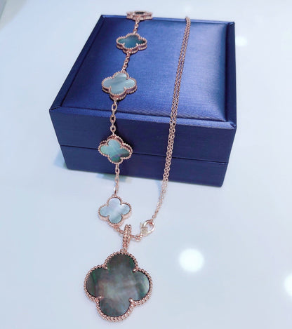 [⭐Renara]COMBINED BRACELET 5 MOTIFS AND NECKLACE DARK MOP ROSE GOLD