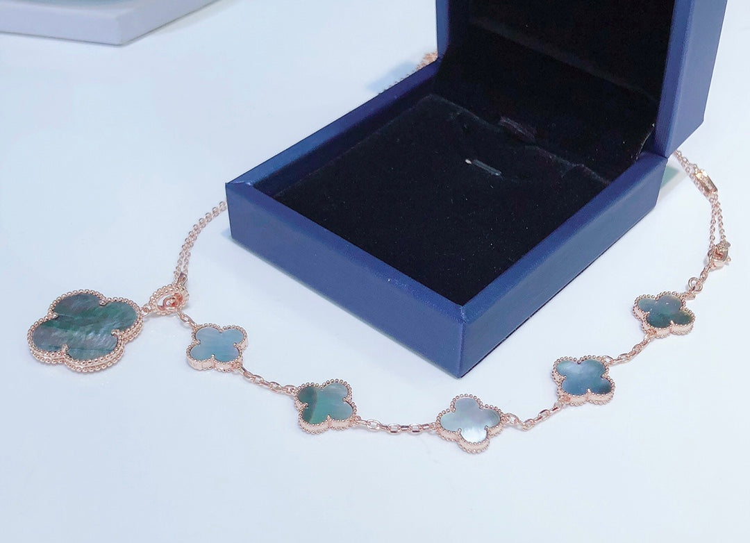 [⭐Renara]COMBINED BRACELET 5 MOTIFS AND NECKLACE DARK MOP ROSE GOLD