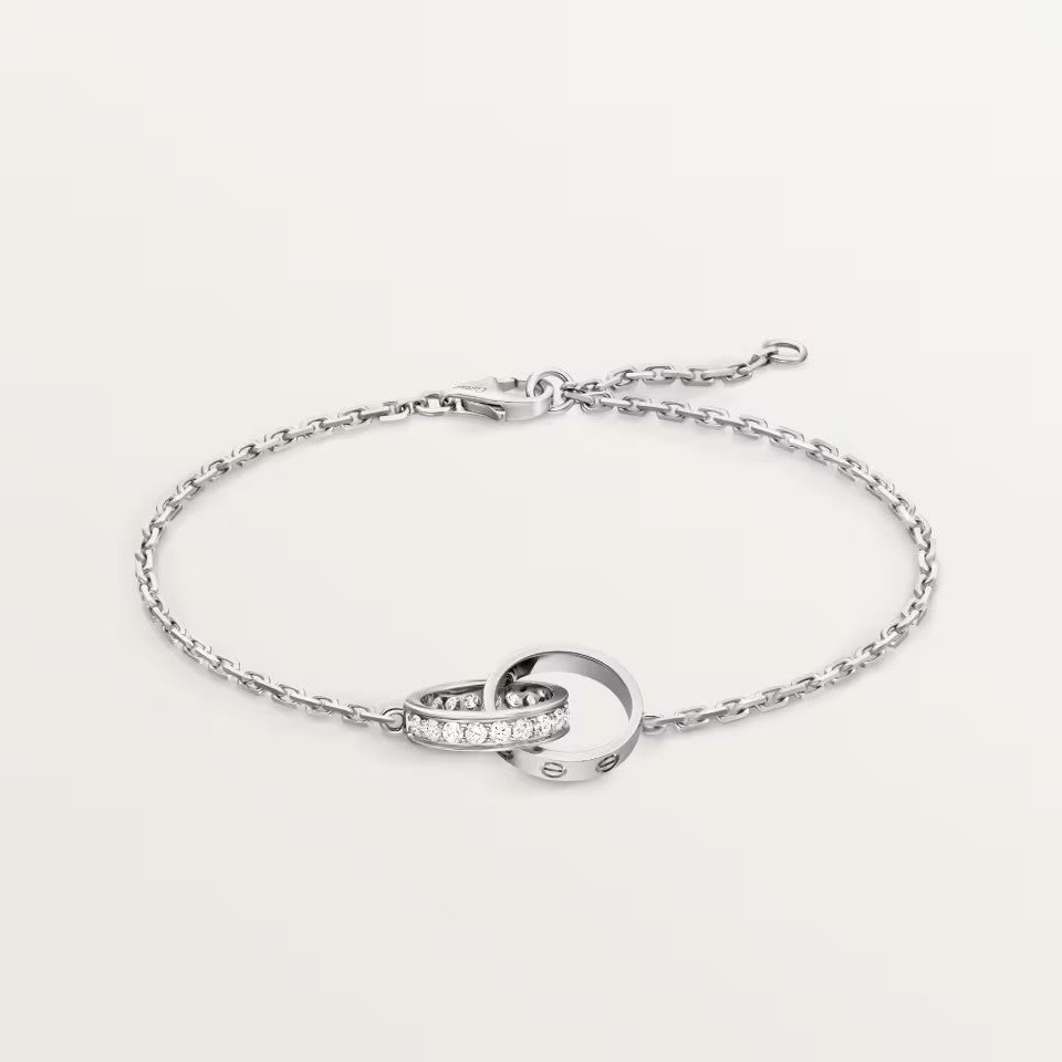 [⭐Renara]LOVE DOUBLE RING HALF DIAMOND BRACELET