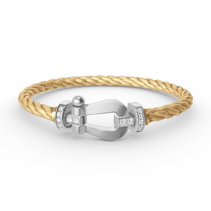 [⭐Renara]FORCE LARGE HORSESHOE HALF DIAMOND BRACELET SILVER