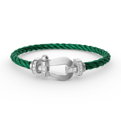 [⭐Renara]FORCE LARGE HORSESHOE HALF DIAMOND BRACELET SILVER