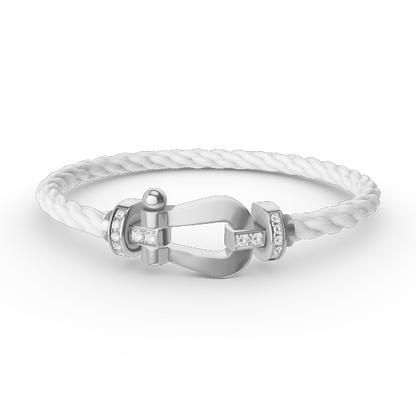 [⭐Renara]FORCE LARGE HORSESHOE HALF DIAMOND BRACELET SILVER