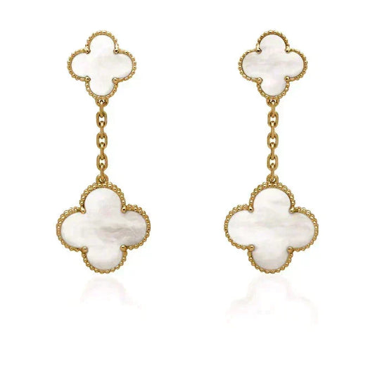 [⭐Renara]CLOVER 2 MOTIF WHITE MOP EARRINGS