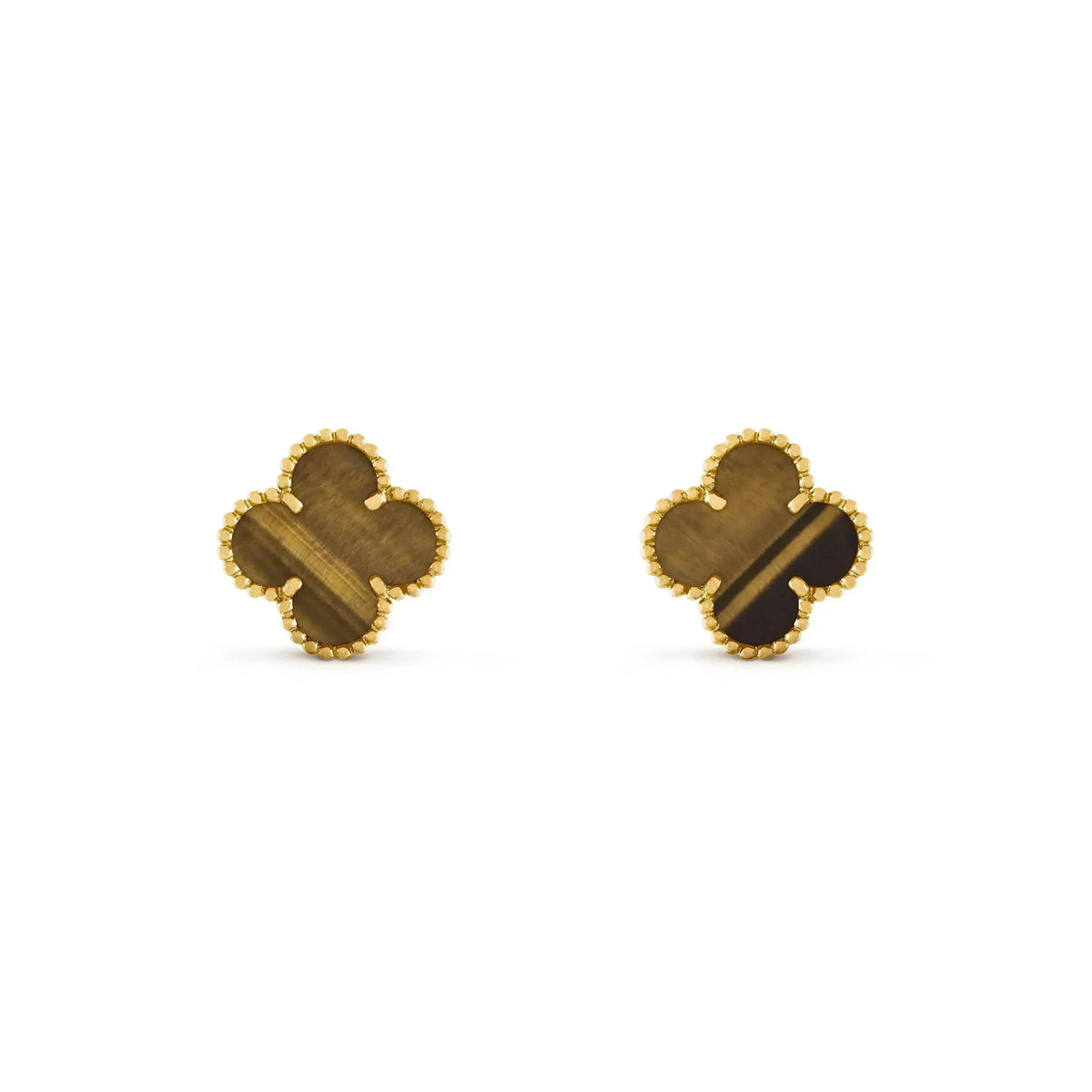 [⭐Renara]CLOVER MEDIUM 1 MOTIFS TIGER EYE EARRINGS