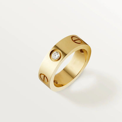 [⭐Renara]LOVE RING 5.5MM 3 DIAMONDS PINK GOLD