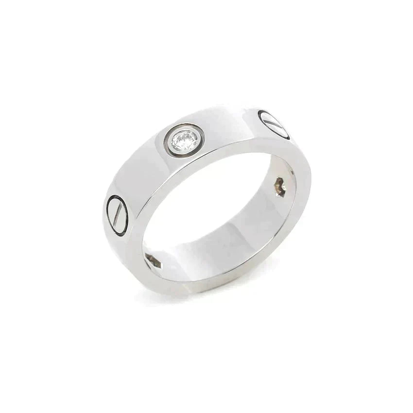 [⭐Renara]LOVE RING 5.5MM 3 DIAMONDS SILVER